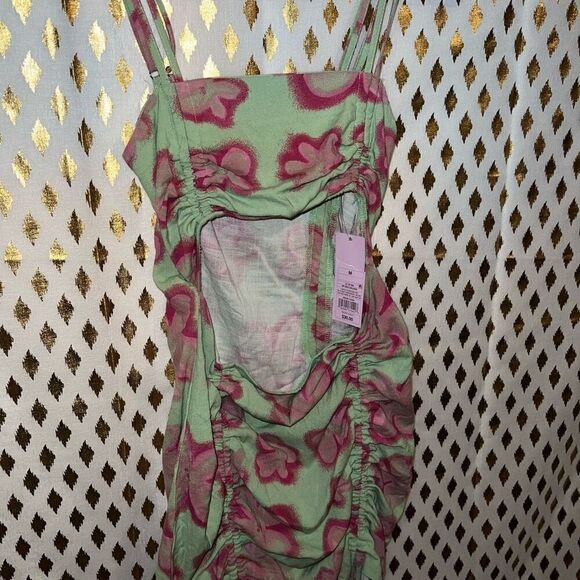 NWT Wild Fable Bodycon Dress floral green cut out size M - Picture 6 of 9